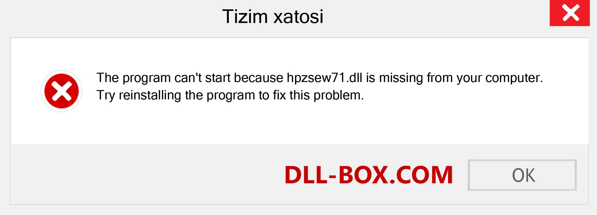 hpzsew71.dll fayli yo'qolganmi?. Windows 7, 8, 10 uchun yuklab olish - Windowsda hpzsew71 dll etishmayotgan xatoni tuzating, rasmlar, rasmlar